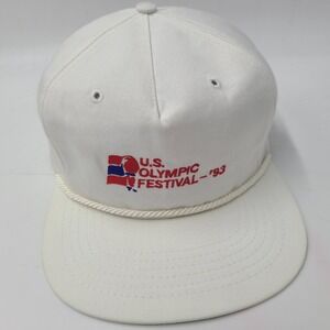 Vintage Olympics Hat Strapback Texace White US Olympic Festival 1993 Rope USA